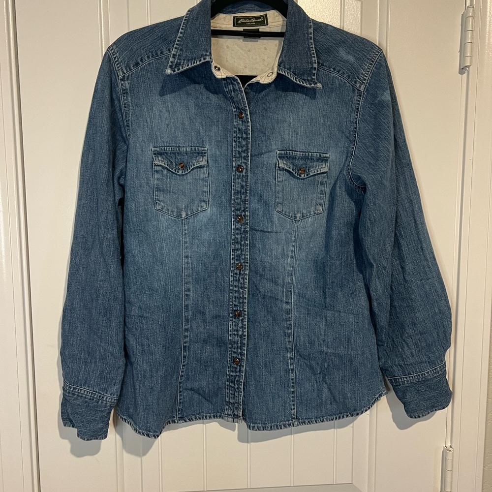 Eddie Bauer Denim Button-Down Shirt Blue